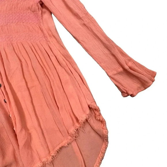 Altar’d State Coral Pink Lace Detail Boho Blouse M - Picture 3 of 5